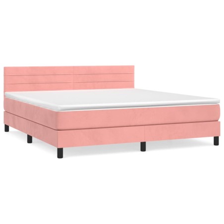 vidaXL Giroletto a Molle con Materasso Rosa 160x200 cm in Velluto