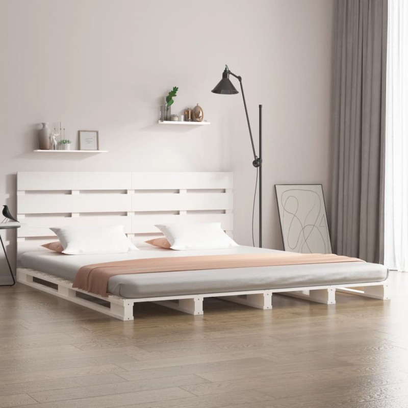 vidaXL Giroletto senza Materasso Bianco 150x200 cm Legno Massello Pino vidaXL Giroletto senza Materasso Bianco 150x200 cm Legno Massello Pino