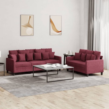 vidaXL Set di Divani 2 pz con Cuscini Rosso Vino in Tessuto