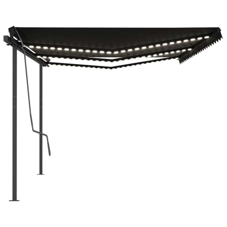 vidaXL Tenda da Sole Retrattile Manuale con LED 6x3 m Antracite