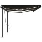 vidaXL Tenda da Sole Retrattile Manuale con LED 6x3 m Antracite vidaXL Tenda da Sole Retrattile Manuale con LED 6x3 m Antracite