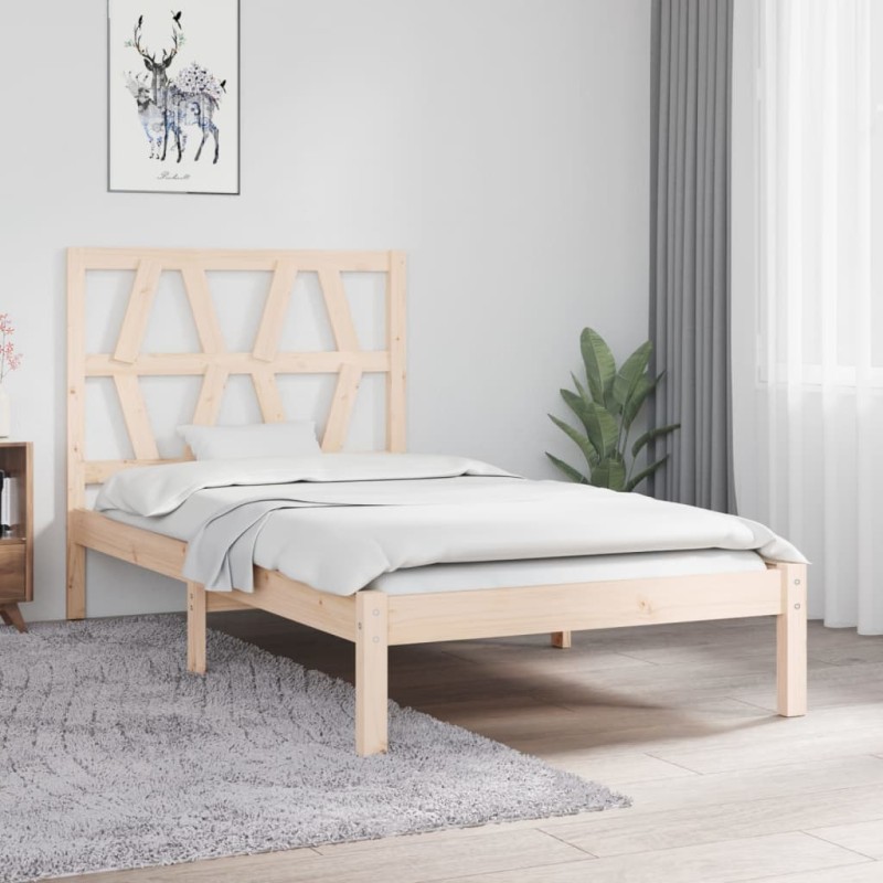 vidaXL Giroletto in Legno Massello Grigio 75x190 cm Small Single vidaXL Giroletto in Legno Massello Grigio 75x190 cm Small Single