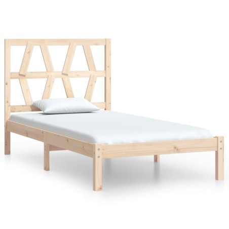 vidaXL Giroletto in Legno Massello Grigio 75x190 cm Small Single