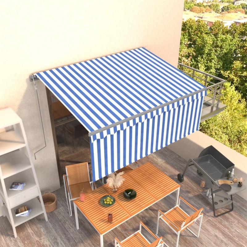 vidaXL Tenda Sole Retrattile Automatica Parasole 3,5x2,5m Blu Bianco vidaXL Tenda Sole Retrattile Automatica Parasole 3,5x2,5m Blu Bianco