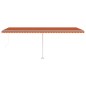 vidaXL Tenda da Sole Retrattile Manuale LED 600x300 cm Arancio Marrone vidaXL Tenda da Sole Retrattile Manuale LED 600x300 cm Arancio Marrone