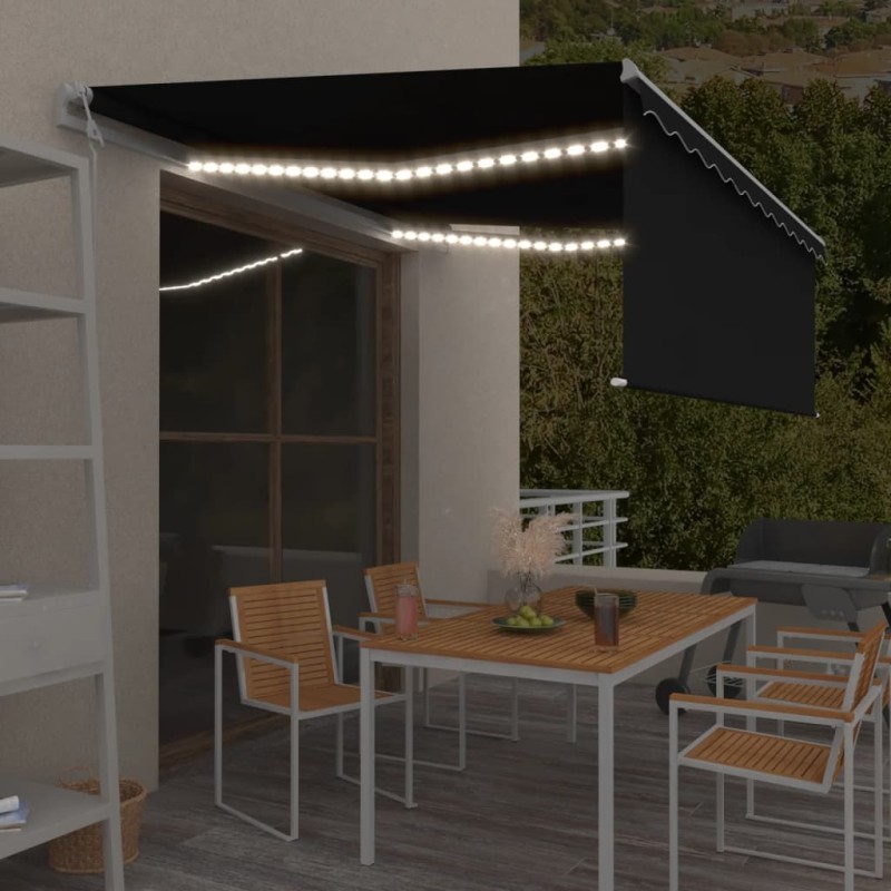vidaXL Tenda Automatica Parasole Sensore Vento e LED 4x3m Antracite vidaXL Tenda Automatica Parasole Sensore Vento e LED 4x3m Antracite