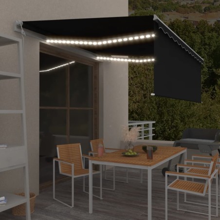 vidaXL Tenda Automatica Parasole Sensore Vento e LED 4x3m Antracite 