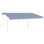 vidaXL Tenda da Sole Retrattile Manuale con LED 4x3 m Blu e Bianca vidaXL Tenda da Sole Retrattile Manuale con LED 4x3 m Blu e Bianca