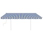 vidaXL Tenda da Sole Retrattile Manuale con LED 4x3 m Blu e Bianca vidaXL Tenda da Sole Retrattile Manuale con LED 4x3 m Blu e Bianca
