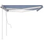 vidaXL Tenda da Sole Retrattile Manuale con LED 4x3 m Blu e Bianca vidaXL Tenda da Sole Retrattile Manuale con LED 4x3 m Blu e Bianca