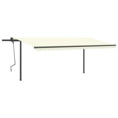 vidaXL Tenda da Sole Retrattile Manuale con LED 5x3 m Crema