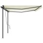 vidaXL Tenda da Sole Retrattile Manuale con LED 5x3 m Crema vidaXL Tenda da Sole Retrattile Manuale con LED 5x3 m Crema