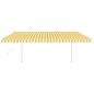 vidaXL Tenda da Sole Retrattile Manuale LED 5x3 m Gialla Bianca vidaXL Tenda da Sole Retrattile Manuale LED 5x3 m Gialla Bianca