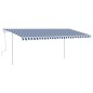 vidaXL Tenda da Sole Retrattile Manuale con LED 5x3 m Blu e Bianca vidaXL Tenda da Sole Retrattile Manuale con LED 5x3 m Blu e Bianca