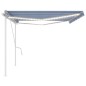 vidaXL Tenda da Sole Retrattile Manuale con LED 5x3 m Blu e Bianca vidaXL Tenda da Sole Retrattile Manuale con LED 5x3 m Blu e Bianca