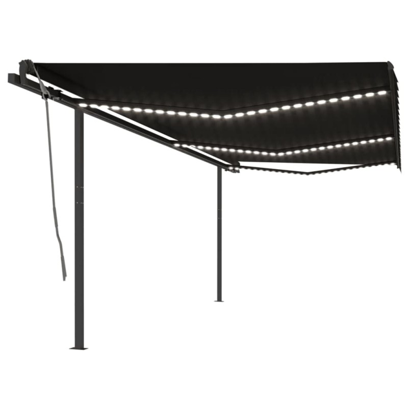 vidaXL Tenda da Sole Retrattile Manuale con LED 6x3,5 m Antracite vidaXL Tenda da Sole Retrattile Manuale con LED 6x3,5 m Antracite