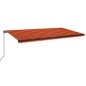 vidaXL Tenda da Sole Retrattile Manuale LED 600x350 cm Arancio Marrone vidaXL Tenda da Sole Retrattile Manuale LED 600x350 cm Arancio Marrone