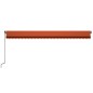 vidaXL Tenda da Sole Retrattile Manuale LED 600x350 cm Arancio Marrone vidaXL Tenda da Sole Retrattile Manuale LED 600x350 cm Arancio Marrone