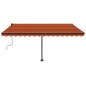vidaXL Tenda da Sole Manuale con LED 400x350 cm Arancione e Marrone vidaXL Tenda da Sole Manuale con LED 400x350 cm Arancione e Marrone