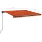 vidaXL Tenda da Sole Manuale con LED 400x350 cm Arancione e Marrone vidaXL Tenda da Sole Manuale con LED 400x350 cm Arancione e Marrone