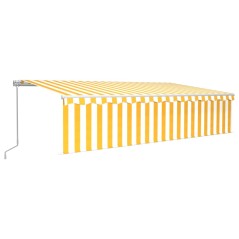 vidaXL Tenda Sole Retrattile Manuale Parasole e LED 6x3m Gialla Bianca