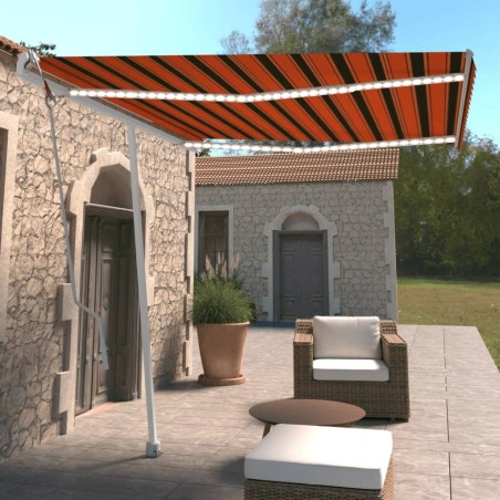 vidaXL Tenda Automatica Sensore Vento e LED 300x250 cm Arancio Marrone