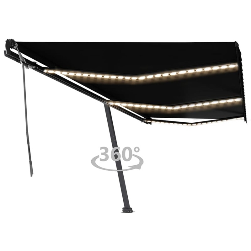 vidaXL Tenda da Sole Retrattile Manuale con LED 600x350 cm Antracite vidaXL Tenda da Sole Retrattile Manuale con LED 600x350 cm Antracite