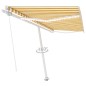 vidaXL Tenda da Sole Retrattile Manuale e LED 400x300cm Gialla Bianca vidaXL Tenda da Sole Retrattile Manuale e LED 400x300cm Gialla Bianca