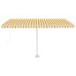 vidaXL Tenda da Sole Retrattile Manuale e LED 400x300cm Gialla Bianca vidaXL Tenda da Sole Retrattile Manuale e LED 400x300cm Gialla Bianca