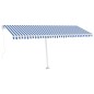 vidaXL Tenda da Sole Retrattile Manuale con LED 500x300cm Blu e Bianca vidaXL Tenda da Sole Retrattile Manuale con LED 500x300cm Blu e Bianca