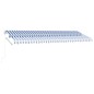 vidaXL Tenda da Sole Retrattile Manuale con LED 500x300cm Blu e Bianca vidaXL Tenda da Sole Retrattile Manuale con LED 500x300cm Blu e Bianca