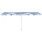 vidaXL Tenda da Sole Retrattile Manuale con LED 500x300cm Blu e Bianca vidaXL Tenda da Sole Retrattile Manuale con LED 500x300cm Blu e Bianca
