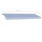 vidaXL Tenda da Sole Retrattile Manuale con LED 500x300cm Blu e Bianca vidaXL Tenda da Sole Retrattile Manuale con LED 500x300cm Blu e Bianca