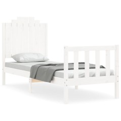 vidaXL Giroletto con Testiera Bianco Small Single Legno Massello