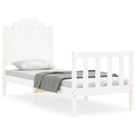 vidaXL Giroletto con Testiera Bianco Small Single Legno Massello