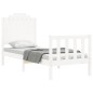 vidaXL Giroletto con Testiera Bianco Small Single Legno Massello vidaXL Giroletto con Testiera Bianco Small Single Legno Massello
