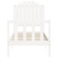 vidaXL Giroletto con Testiera Bianco Small Single Legno Massello vidaXL Giroletto con Testiera Bianco Small Single Legno Massello