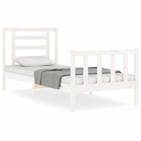 vidaXL Giroletto con Testiera Bianco Small Single Legno Massello