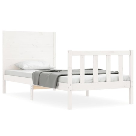 vidaXL Giroletto con Testiera Bianco Small Single Legno Massello