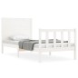 vidaXL Giroletto con Testiera Bianco Small Single Legno Massello