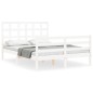 vidaXL Giroletto con Testiera Bianco Small Double Legno Massello vidaXL Giroletto con Testiera Bianco Small Double Legno Massello