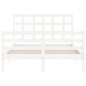 vidaXL Giroletto con Testiera Bianco Small Double Legno Massello vidaXL Giroletto con Testiera Bianco Small Double Legno Massello