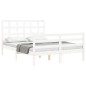 vidaXL Giroletto con Testiera Bianco Double in Legno Massello vidaXL Giroletto con Testiera Bianco Double in Legno Massello