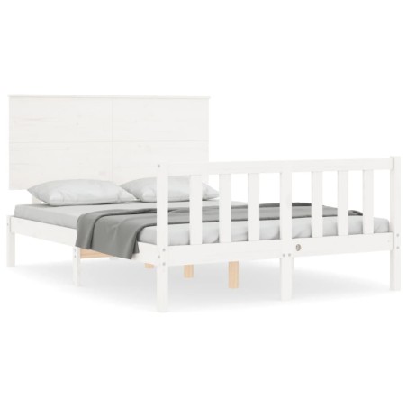 vidaXL Giroletto con Testiera Bianco Double in Legno Massello