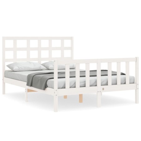 vidaXL Giroletto con Testiera Bianco Double in Legno Massello