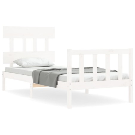 vidaXL Giroletto con Testiera Bianco Single in Legno Massello