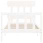 vidaXL Giroletto con Testiera Bianco Single in Legno Massello vidaXL Giroletto con Testiera Bianco Single in Legno Massello
