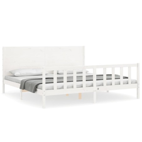 vidaXL Giroletto Testiera Bianco Super King Size in Legno Massello