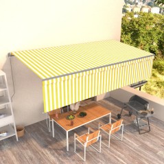 vidaXL Tenda Sole Retrattile Manuale con Parasole 6x3m Gialla Bianca