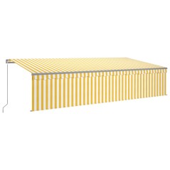 vidaXL Tenda Sole Retrattile Manuale con Parasole 6x3m Gialla Bianca